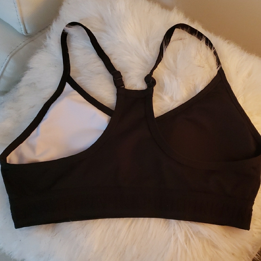 🧿PINK Victoria's Secret Black and Gold Striped Sports Bra - Picture 2 of 6